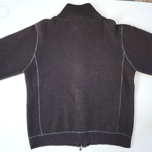 Belmondi Made in Italy Brown Wool Blend Full Zip Cardigan Sweater - Picture 2 of 8